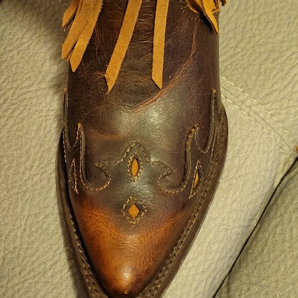 Dingo Brown Fringe Heeled Boots - Picture 4 of 7